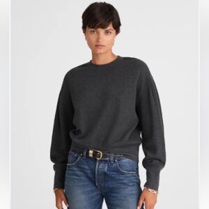 Madewell Double-Faced Puff-Sleeve Sweatshirt, Charcoal grey, XS